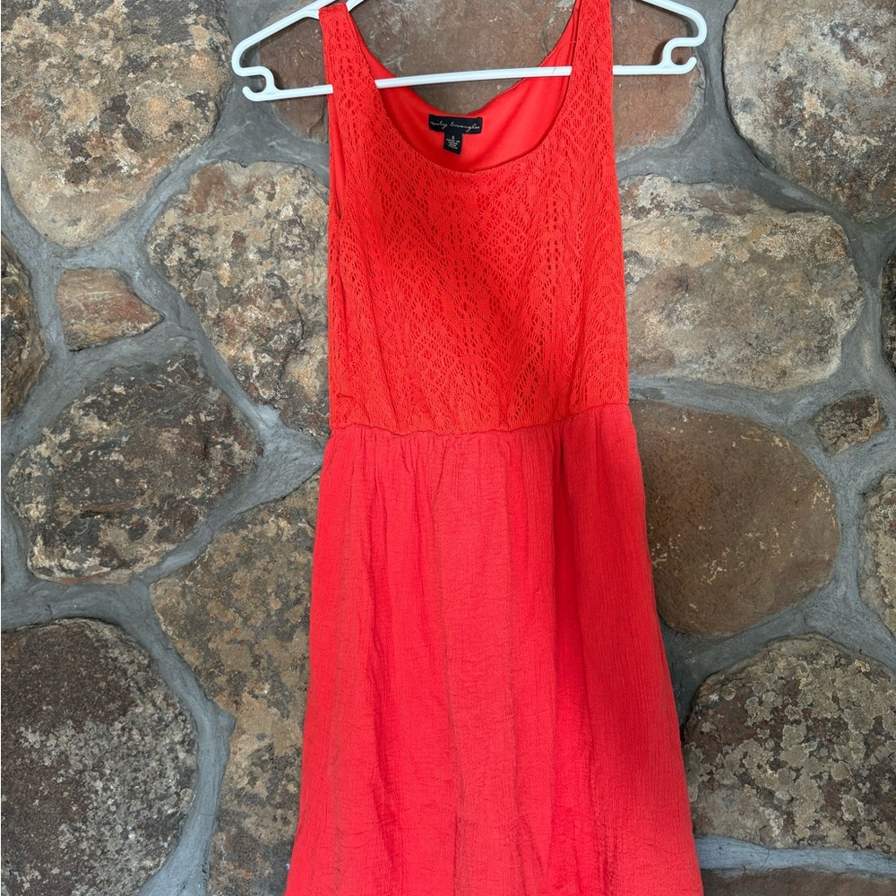 Red Mini Dress with Lace Detailing